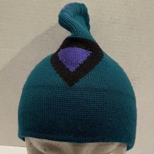 NWT Vintage Kaelin Toboggan Beanie Hat Winter Wool Blend Teal Purple Black